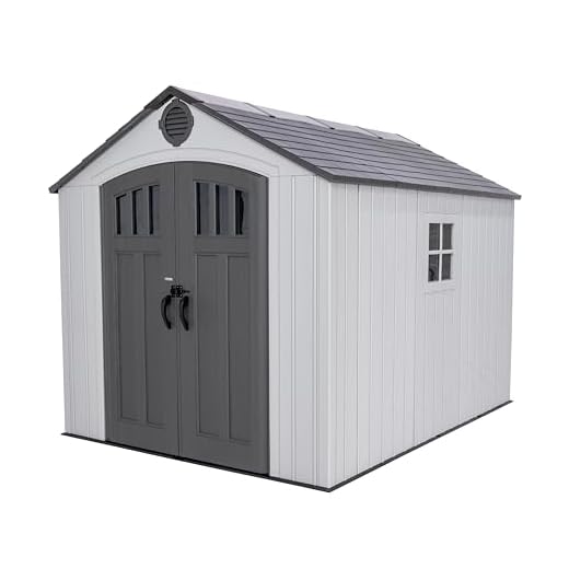Lifetime Outdoor Storage Shed, 8x10 Ft, Desert Sand, Resin Tool Shed with Lockable Doors and Steel-Reinforced Walls