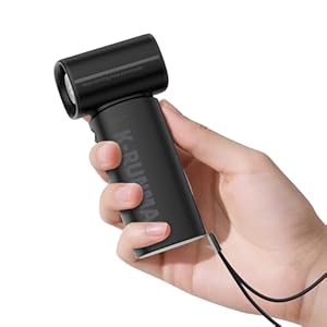 Portable Handheld Turbo Fan, 5 Gear Wind, Battery Operated, Up to 12 Working Hours, LED Display with Air Turbo Tech Cooling Fan for Outdoor Activities, Travel, Beach (Black)