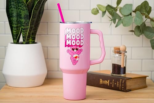 Image of Silver Buffalo Care Bears inchMood inch Stainless Steel Tumbler with Handle Featuring Love-A-Lot Bear, Fits in Standard Cup Holder, 40 Ounces (Pack of 12)