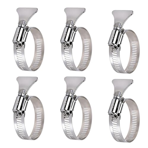 Wllead 6-Pack Metallic Hose Clamps Pool Clamps 1-1/4 Inch Stainless Steel