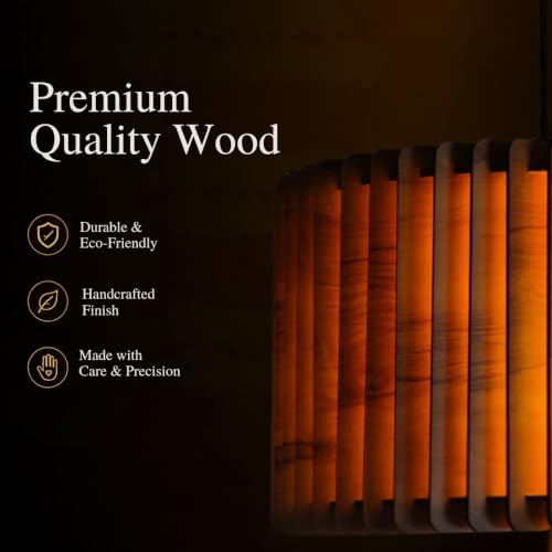 Image of Wooden Ceiling Lamp Hanging Pendant Light for Home Decoration | Wood Chandelier for Living Room, Bedroom, Dining Table & Cafe | Elegant Ceiling Shadow Light Patterns | Bulb Included