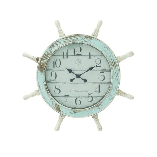 Deco 79 Coastal Wood Wall Clock, LARGE SIZE, Blue
