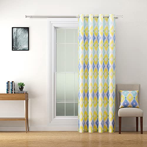 Image of Swayam Polyester Blackout 2 PC Window Curtain Comes with Eight Eyelet for Bedroom, Living Room - 60 X48 inches -Yellow