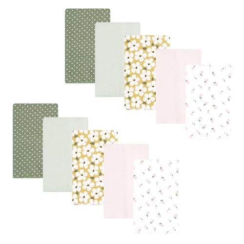 Image of Hudson Baby Unisex Baby Flannel Burp Cloth 10pk, Sage Floral, One Size