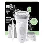 Braun Silk Epil 7 Epilatore Elettrico Donna Con Testina Ampia Per Una Facile Rimozione Dei Peli, Wet&Dry, Pelle Liscia, Include Testina Radente, Cappuccio Regolatore E Rifinitore Bikini, 7-241,Argento