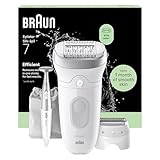 Braun Epilateur Electrique Femme Silk·épil 7, Etanche, Tête Large Pour Epilation Facile, Coffret Avec Tête de Rasage, Sabot, Tondeuse Femme Intime, 7 241