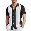 COOFANDY Men’s Vintage Bowling Shirt Short Sleeve Button Down Summer Cuba Beach Shirts