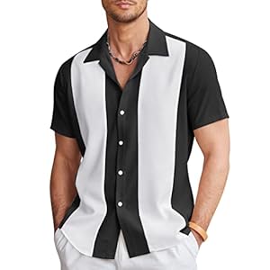 COOFANDY Men’s Vintage Bowling Shirt Short Sleeve Button Down Summer Cuba Beach Shirts