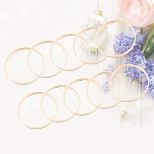 Anéis de madeira STOBOK 12 peças, 10 cm, argolas de macramê, anéis de bambu apanhador de sonho, argo