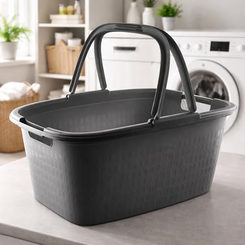 32 Liter Henkel Wäschekorb Wäschewanne Bügel Wäsche Plastik...
