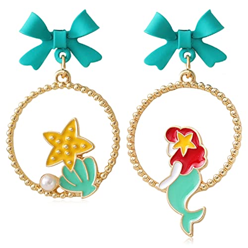 QUPENGXU Asymmetric Sweet Cartoon Bow Drop Dangle Earrings Vintage Earrings For Women