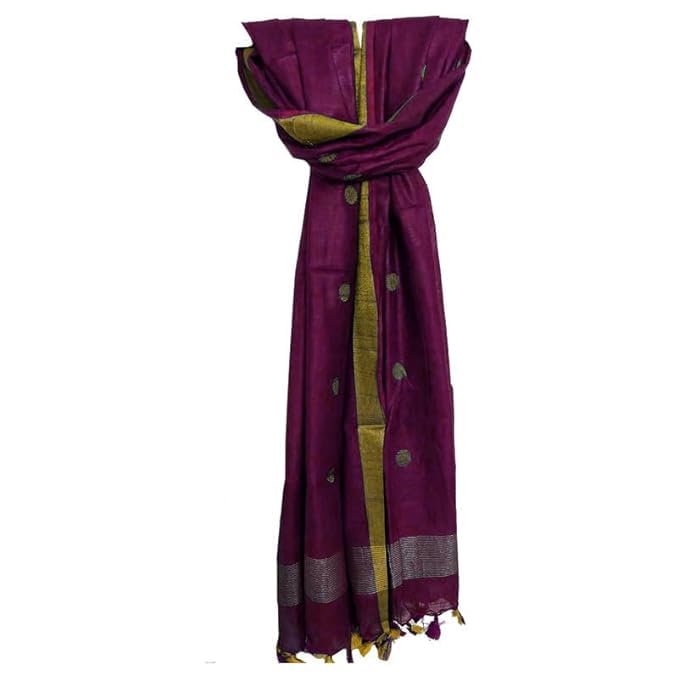 haider ali and sons Women's Handloom Linen Cotton Blend Bhagalpuri Crafted Boota Dupatta with Jacquard Zari Designed Free Size 2.5 Metres-picture-20