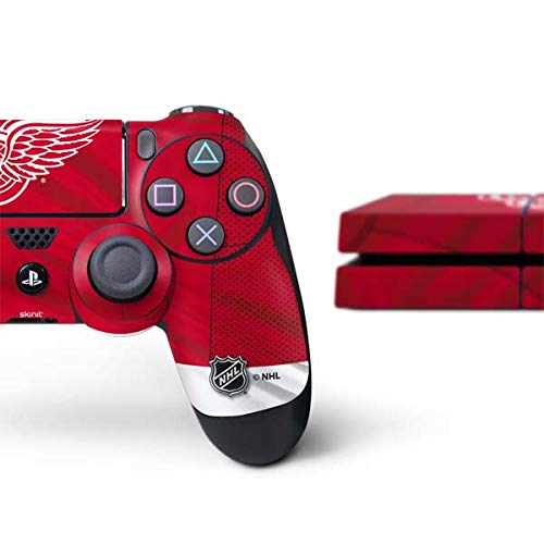 Skinit Decal Gaming Skin Compatible with PS4 Console and Controller Bundle - Officially Licensed NHL Detroit Red Wings Home Jersey Design