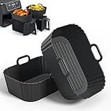 PINTAUR Silicone Air Fryer Liners 2 Pack, Reusable Liners Compatible for Ninja Foodi DZ201, DZ401, DZ550, COSORI, Chefman, Instant Air Fryer, and 6-in-1 8-10QT Air Fryer Baskets