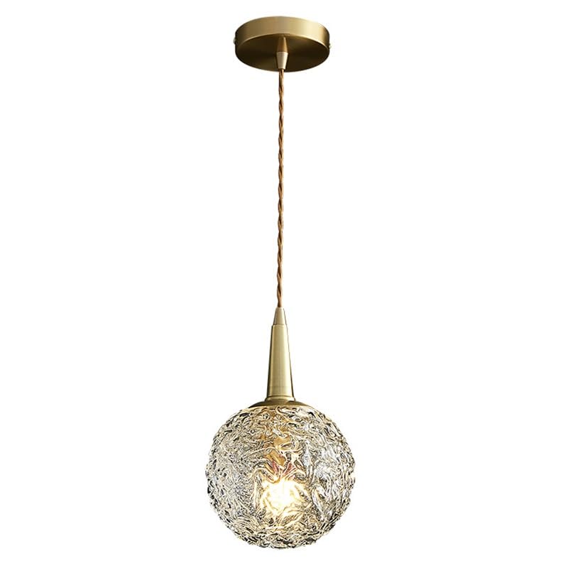Lámpara colgante de cristal esférico nórdica con techo ajustable para isla de cocina