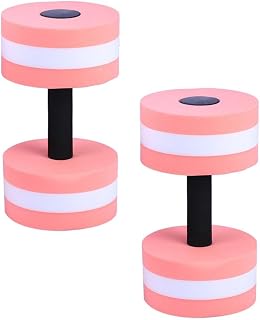 WHAMVOX 2 Piezas Mancuernas Acuáticas EVA Unidades para Ejercicios de Resistencia Piscina Barra de Mano Rosa para Aeróbicos y Entrenamiento Acuático