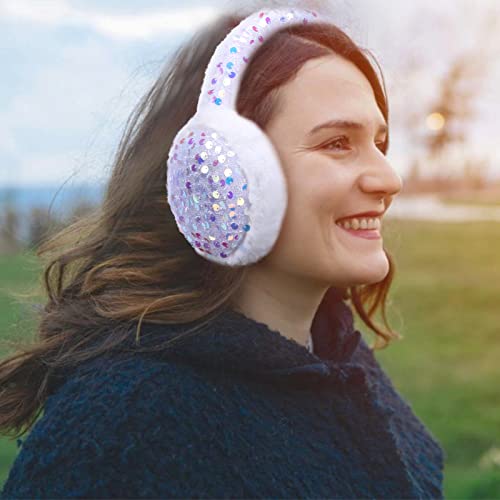 ACTLATI Girl Winter Earmuffs Sequin Shiny Outdoor Ear Warmers Fluffy Muffs Cute Faux Fur Earmuff for Kids Adult Women3