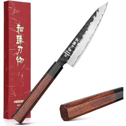 HEZHEN Clad Steel Utility Knife with Wood Handle Cover