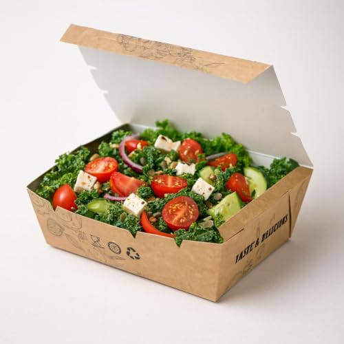 Pack2Eat Disposable Meal box, Biodegradable Paper Medium Size Snack Boxes, Eco-Friendly, Leak Proof and Grease Resistant Fast Food Boxes for Burgers, Fries, Snacks Lockable boxes - Pack of 50 - Image 4