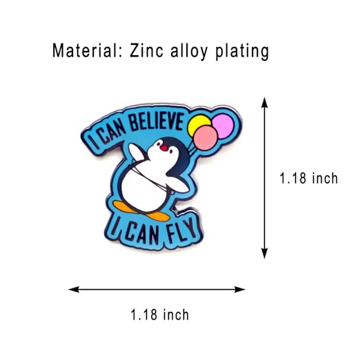 Image of Cute Penguin Soaring with Balloons Pin - Animal World Series | Premium Enamel Pin - Statement Lapel Pin - Plated Badge for Clothing, Bags, Hats, Jackets, and Lanyards
