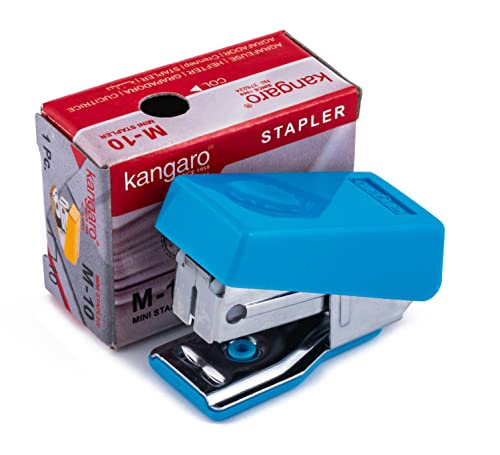 Image of Kangaro M10 Mini Stapler with Plastic Grip Body, Built-in Staple Remover & Reload Indicator, 10-Sheet Capacity, Takes No. 10 Staples, Assorted Colours (Pack of 1)