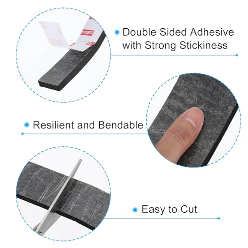 Image of PATIKIL 2 inch W x 3 /8 inch T x 6.6Ft Double Sided Foam Tape, 2Rolls EVA Multipurpose Self Adhesive Weather Sponge Stripping for Home Decorations, Card Scrapbooking DIY Craft Project, Black
