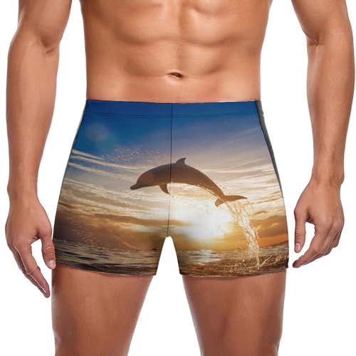 Maillot de bain homme slip short de bain swimming trunks Dauphin du Soleil Couchant