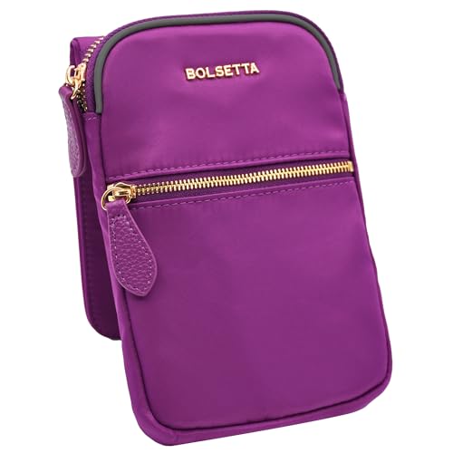 Bolsetta Magnetic Hip Pouch - RFID Blocking Pouch and Key Fob Protector - Zippered Pocket Magnetic Snaplock Attachment - Lightweight Travel Wallet Hip Bag for Concerts and Daily Errands - Purple