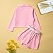 Toddler Girls Summer Clothes Long Sleeve Crop Blazer + Skirted Shorts + Cute Chain Belt 3 Pieces Outfits for 1-9 Years