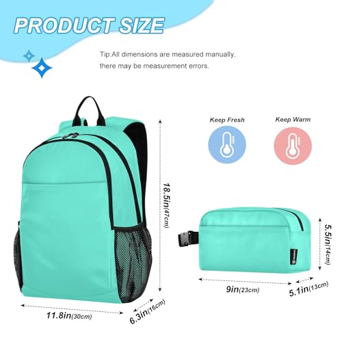 GAIGEO Aqua Blue Kids Back Pack with Chest Strap, Insulated Lunch Backpack, School Back Pack, Boys Backpack2