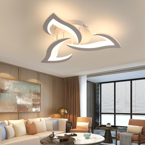 Comely Lámpara de Techo LED 36 W – Diseño Flor Blanca 58 cm – Luz Cálida 3000 K – Moderna para Salón, Dormitorio y Cocina