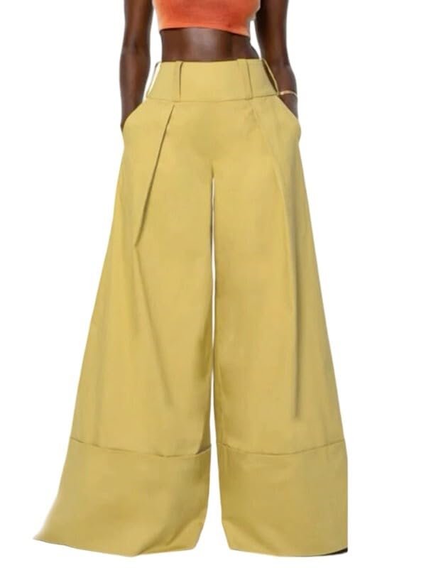 UOOZEE Womens High Waisted Wide Leg Pants Flowy Casual Work Office Party Palazzo Trousers with Pockets