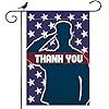 Thank You Burlap Garden Flag Double Sided Vertical Patriotic Yard Lawn Outdoor Decorative for Memorial Day Fourth of July Veterans Day 125×185 Inch