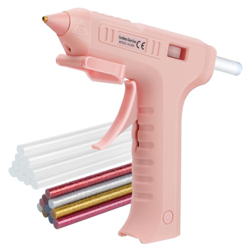 Kenneas HJ-834 Rosafarbene Akku-Heißklebepistole 15s