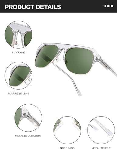 Image of BIRCEN Acetate Polarized Sunglasses for Men: Classic Metal Frame Club Sun Glasses UV Protection for Driving Vacation Golf Gray