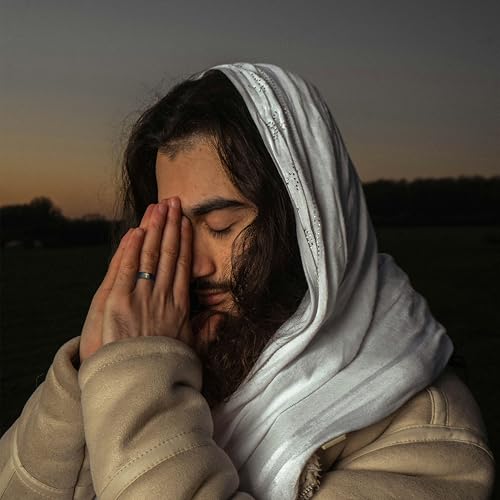 Cross Rings for Men, Premium Pure Titanium Rings for Men Lord Jesus Christian 8MM Black Silver Mens Wedding Ring Comfort Fit Matte Size 6-132