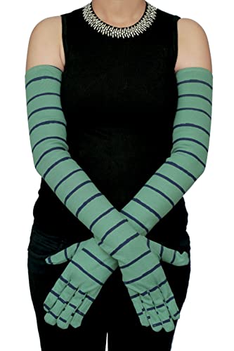 Image of Women's Driving Gloves, Printed Cotton Full Hand Summer Gloves for Protection from Sun Burn /Heat /Pollution (Pack of 1 Pair) (Green Lining)