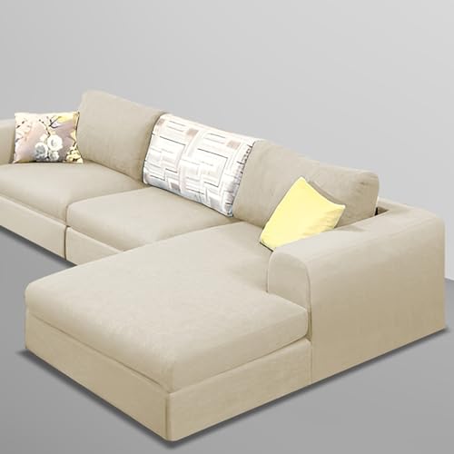 Image of Koza RHS 4 Seater L Shape Sofa Set for Living Room (Cream Fabric) Premium Fabric Sofa