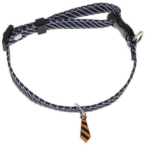 TOBBOMEY 2 Piezas Collar para Mascotas Ajustable Pajarita de Rayas Azul, Tamaño L, 2 Piezas, de Poliéster Transpirable para Perros y Gatos, Uso Diario y Bodas