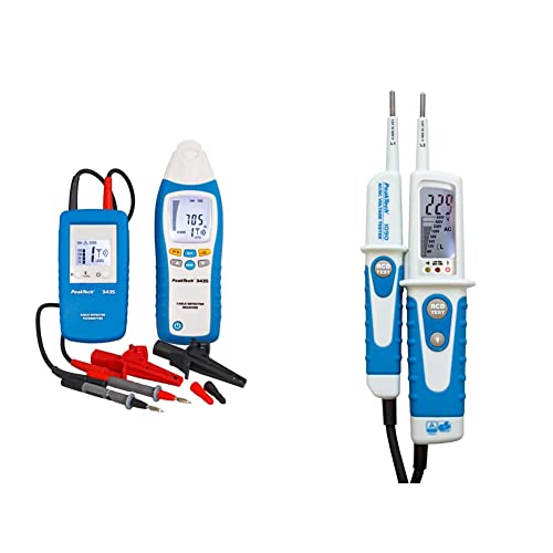 PeakTech 3435 - Détecteur de Câbles avec Émetteur et Récepteur, Voltmètre, Détecte les Courts-Circuits & 1090 – Testeur de Tension AC/DC 2 Pôles,...