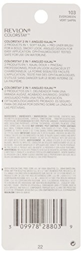 Colorstay 2-In-1 Angled Kajal Eyeliner, Waterproof Eye Makeup With Smudge Brush For Smokey Eyes, Evergreen (103), 0.01 Oz #TOP2