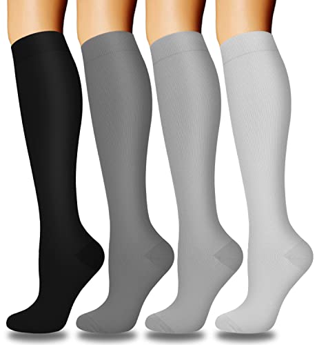 Aoliks Grey Compression Socks for Women & Men,15-20 mmHg Support Socks for All Day Wear Cycling Hiking