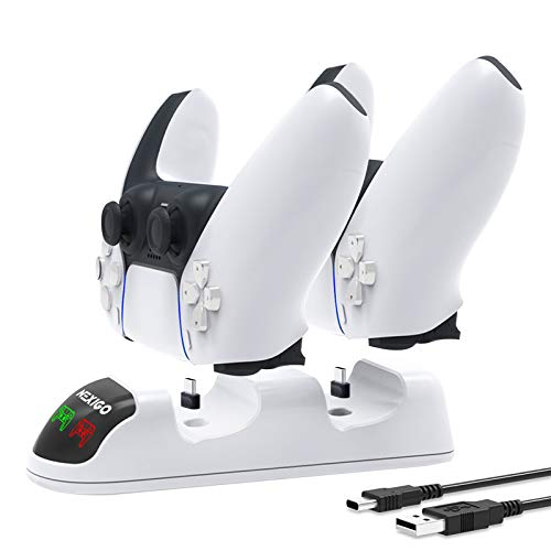 NexiGo Newest PS5 Controller Charger Dock, Dual USB Type C Fast Charging Station with LED Indicator, Safety Chip Protection, for Sony Playstation 5/ PS5 DualSense Controller, White