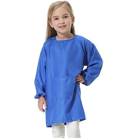 MOOUK Kids Painting Apron Art Smock Long Sleeve Painting Apron Toddler Waterproof Play Apron Childrens School Painting Apron Age 5-16years for Painting, Baking, Cooking, Smock (L(9-11Y),Yellow) Cover