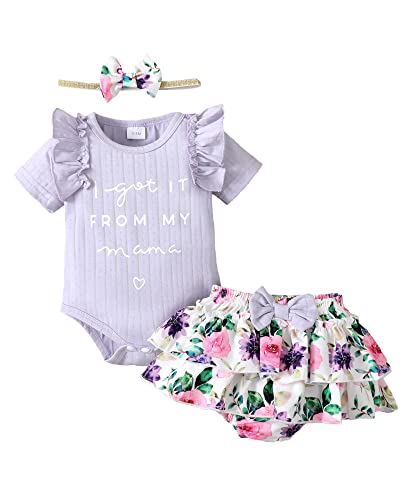 Image of Mioglrie Newborn Infant Baby Girl Clothes Romper Shorts Set Floral Summer Outfits Cute Baby Clothes Girl