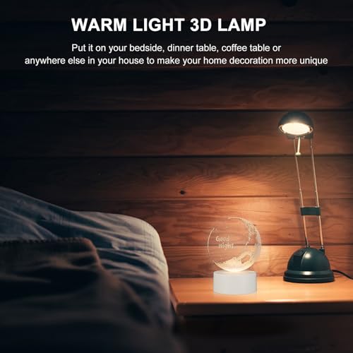 Lámpara de noche de resina 3D con control táctil y luz cálida miniatura 6