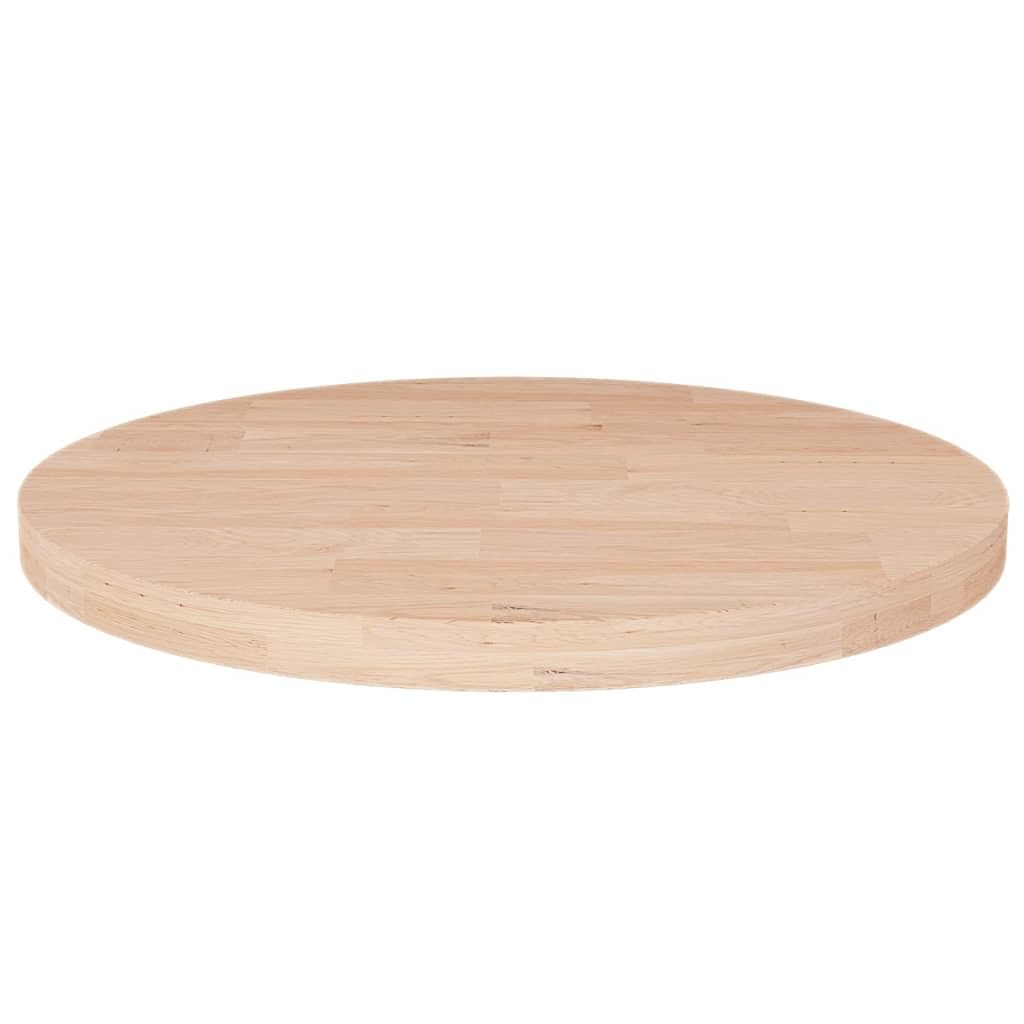 vidaXL Tischplatte rund Ø50x2,5 cm Massivholz Eiche unbehandelt