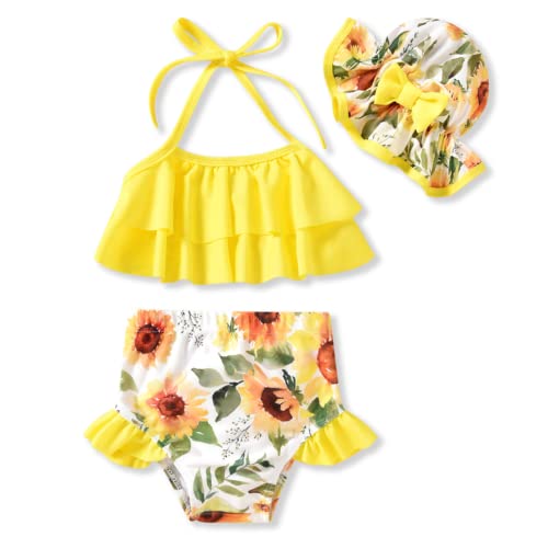 Image of Aalizzwell Toddler Baby Girls Swimsuit with Hat