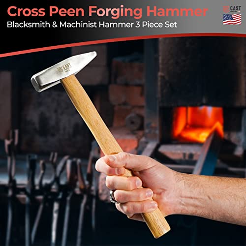 Blacksmith Tools - Blacksmith Hammer & Machinist Hammer 3 Piece Set - Blacksmithing & Forge Hammers - Cross Peen Forging Hammer - Cast Master Elite #TOP2