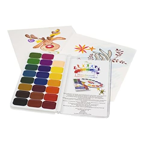 KreativKids Premium Honey-Based Watercolour Paints, Watercolour Set with 24 Colours, Watercolour Paint Set, Painting Box for Beginners and Hobby Artists Cover